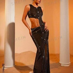 SHEIN Black Cutout Maxi Dress